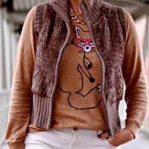 CAbi Cozy Faux Fur Alpaca Wool Blend Sweater Vest #167 Brown Sz Medium